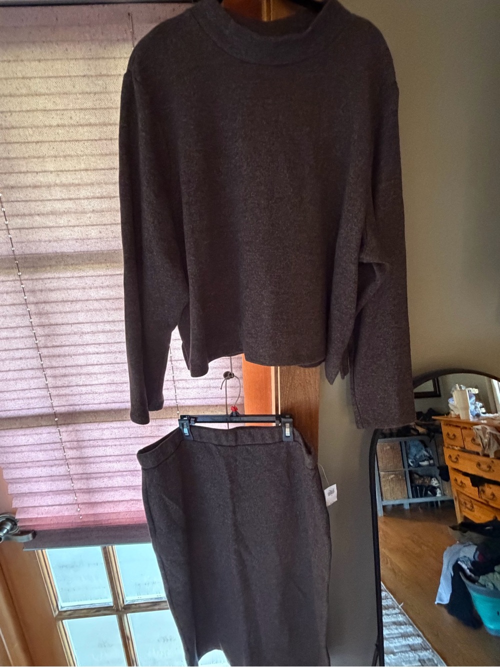 Old Navy Women's Charcoal Crewneck Sweater and Skirt Set